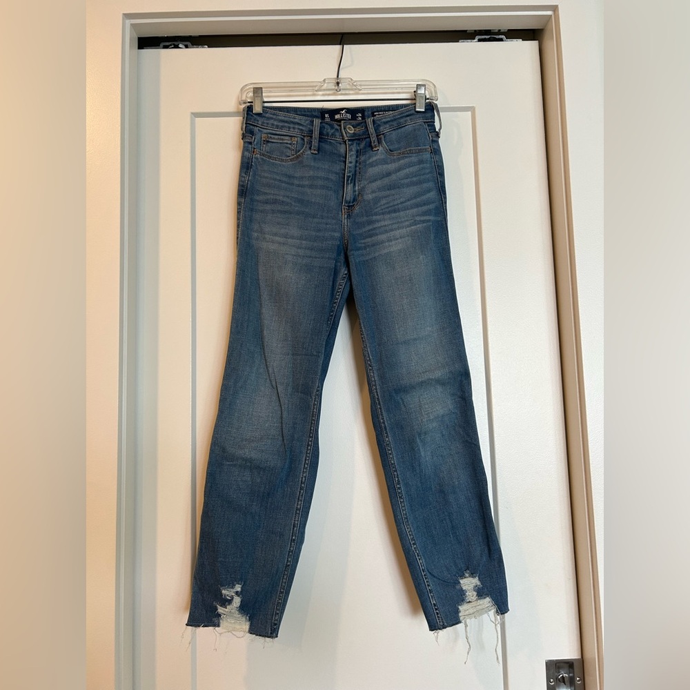 Hollister Blue Denim High Rise Slim Straight Stretch Jeans